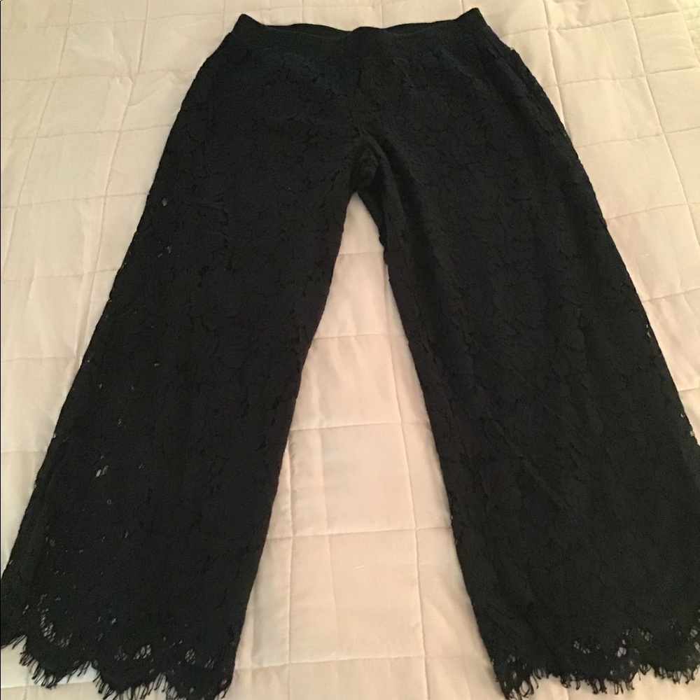 Black lace wide leg pant